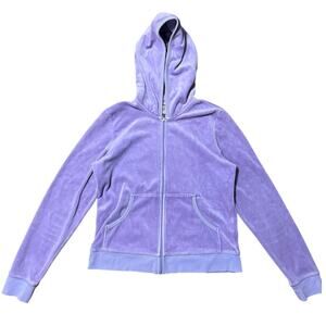Juicy Couture Lilac Purple Velour Zip Up Sweater Size XL